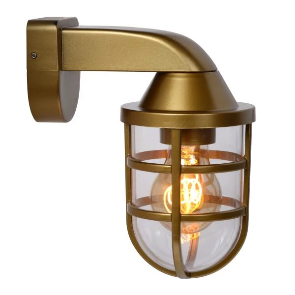 Lucide LEWIS - Wall light Indoor/Outdoor - 1xE27 - IP44 - Matt Gold / Brass - detail 1